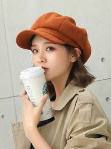 1pc Women's Beret/Women's Hat, Wearable Octagonal Cap, Minimalist Style, Suitable For Daily Wear, Warm For Autumn/Winter - A - View 6