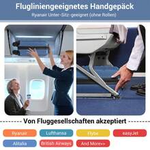 15-Zoll Kabinenkoffer 40x30x20 cm als Unter-dem-Sitz-Gepäck aus ABS/PC Hartschale, 4 abnehmbare innenliegende 360°-Räder mit 3-stelligem Schloss, leicht unisex für Solo-, Wochenend-, Städte- und Geschäftsreisen - Marineblau + Schwarz - Übersicht 2