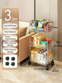 2/3/4-Tier Transparent Acrylic Storage Cart, Metal Frame Multi-Layer Mobile Storage Cart, Rolling Storage Rack, Large Capacity Kitchen Storage Cart, Bathroom Toiletries Storage Cart, Bedroom Bedside Storage Cart, Living Room Snack & Beverage Cart, Cosmetics & Skincare Storage Rack, Office Books & Documents Organizer Cart, Open Multi-Layer Storage Rack, Transparent Mobile Storage Cart - Clear - View 7