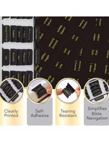 1 Set (5 Sheets) Bible Index Tabs, 15 Index Stickers Per Sheet, Laminated Bible Bookmarks, Waterproof And Tear-Resistant Bible Index Labels, Black Series Gold Foil Printed Font Bible Labels, Easy To Read And Apply, Unisex, For Prayer And Scripture Navigation, Daily Office, Bible Study, Easter, Mother's Day Gifts, Back To School - Bible Index Tabs - View 6