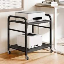 niffgaff Soporte para impresora de 2 niveles bajo el escritorio con almacenamiento, carrito para impresora de 56 cm con ruedas bloqueables y estante de altura ajustable para oficina en casa, color neg - Multicolor - Ver 9