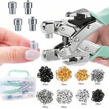 Bộ dụng cụ kìm bấm và lắp khoen mắt cáo 3/16 & 1/8, bao gồm khoen và hộp đựng, phù hợp cho giấy bìa cứng, bìa carton, vải, tấm kim loại mỏng, da, nhựa - Bộ - Xem 2
