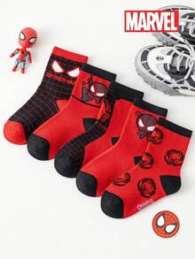 1/5/10 Pairs Disney Street Style Funny Kids Mid-Calf Socks Halloween Christmas Cartoon Autumn/Winter Spider-Man - Multicolor - View 2