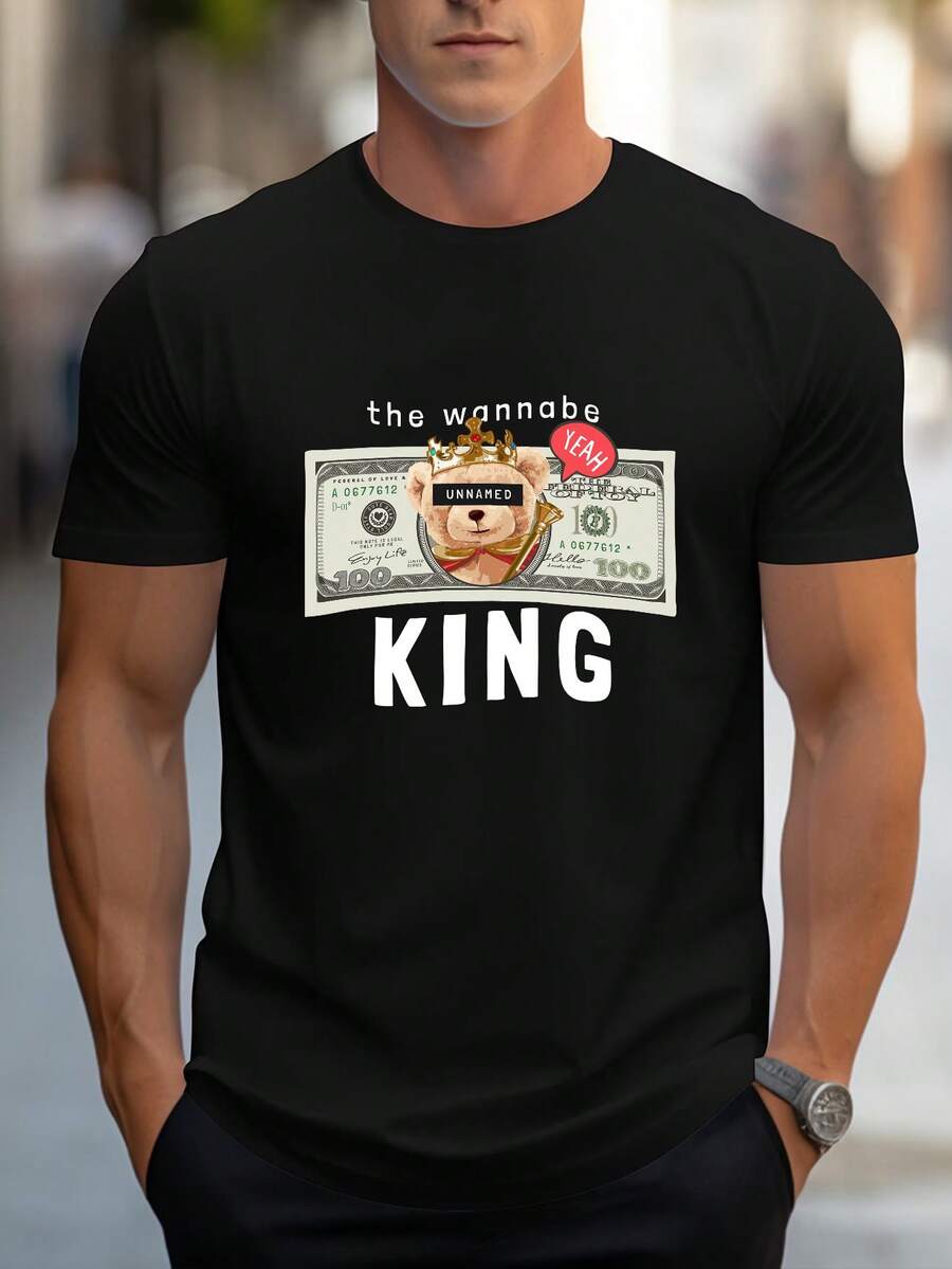 Men's Pure Cotton Short Sleeve T-Shirt Casual Summer Regular Fit Breathable Basic Daily Wear Tee - Black - View 1