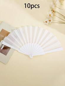 Portable Plastic Handheld Folding Fan, Suitable For Weddings, Parties, Wall Decor, Home Decor, Performance Props. DIY Fan. Party, Gift. - Multicolor - View 32