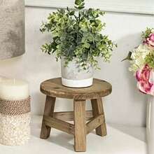 Wooden Stool, Small Round Flower Pot Stand Suitable For Indoor And Outdoor, Decorative Display Rack Suitable For Flower Pots, High Wooden Base For Living Room, Patio Or Balcony - A - View 1