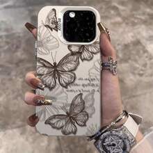 Phone Case - Floral Butterfly Pattern Design Phone Case Suitable For Apple 15Promax Phone Case Iphone11/11Proamax/11Pro/12/12Pro/12Promax/13/13Pro/13Promax/14/14Pro/14Promax/15/15Promax/15Pro/16/16Pro/16Promax Protective Case - 透銀 - 查看 3