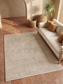 1pc Camel Striped Living Room Rug, Suitable For Kitchen, Dining Room, Bedroom, Room Holiday Decor, Indoor/Outdoor, Office, Lobby, Anti-Slip Doormat, Bathroom Rug, Hallway, Study Gaming Area Rug - Camel - View 5