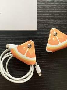 5pcs Cute Fruit Sliced Cable Organizer, Portable Earphone Charging Cable Storage Winder, Travel Cable Management Accessories, With Watermelon, Lemon, Orange, Strawberry, Lime Patterns - Multicolor - View 4