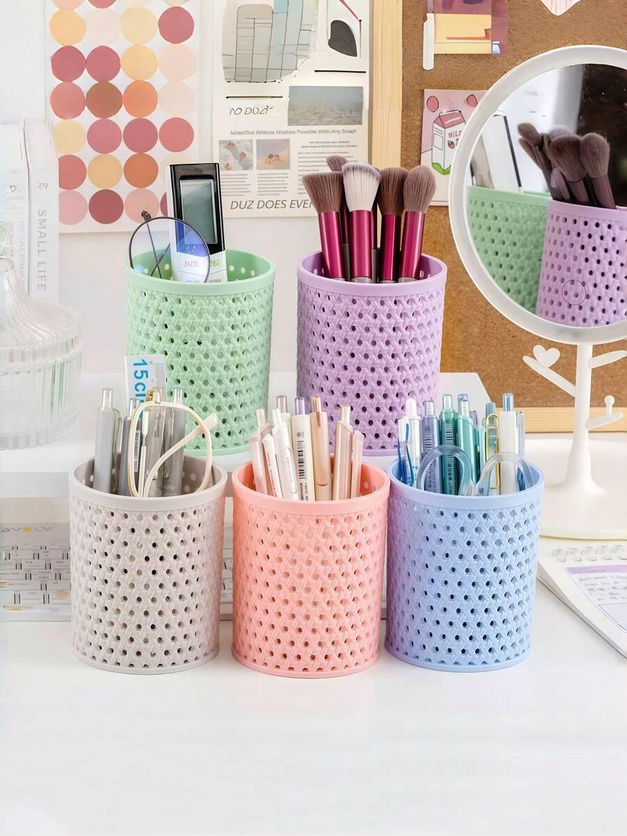 1 Set Multifunctional Storage Box + Pen Holder, Suitable For Students And Office Use, Desktop Organizer Storage Box, Applicable To Office Desktop Accessories, Desktop Organizer, Pencil Case, Stationery Supplies