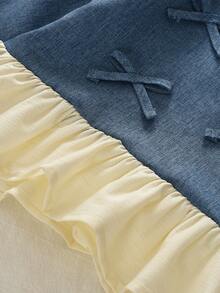 bearleader Setelan 2 potong untuk anak perempuan usia 3-7 tahun, motif denim, cocok untuk musim gugur. - Biru - View 6