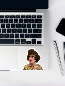 1pc Waterproof PVC Funny Meme Sticker, Retro Exaggerated Expression Woman Laptop Decal, Sarcastic Reaction Sticker, Suitable For Water Bottle, Phone Case, Tablet, Planner Decoration And Kindle Decoration, American Retro Style Accessory - A - View 6