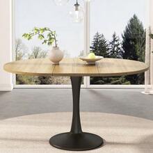 Extendable Dining Table, Oval Dining Table, Coffee And Leisure Table, Length 100/140 X Width 100 X Height 75 Cm, Modern And Simple Dining Table, Oak Color - 自然 - 查看 6