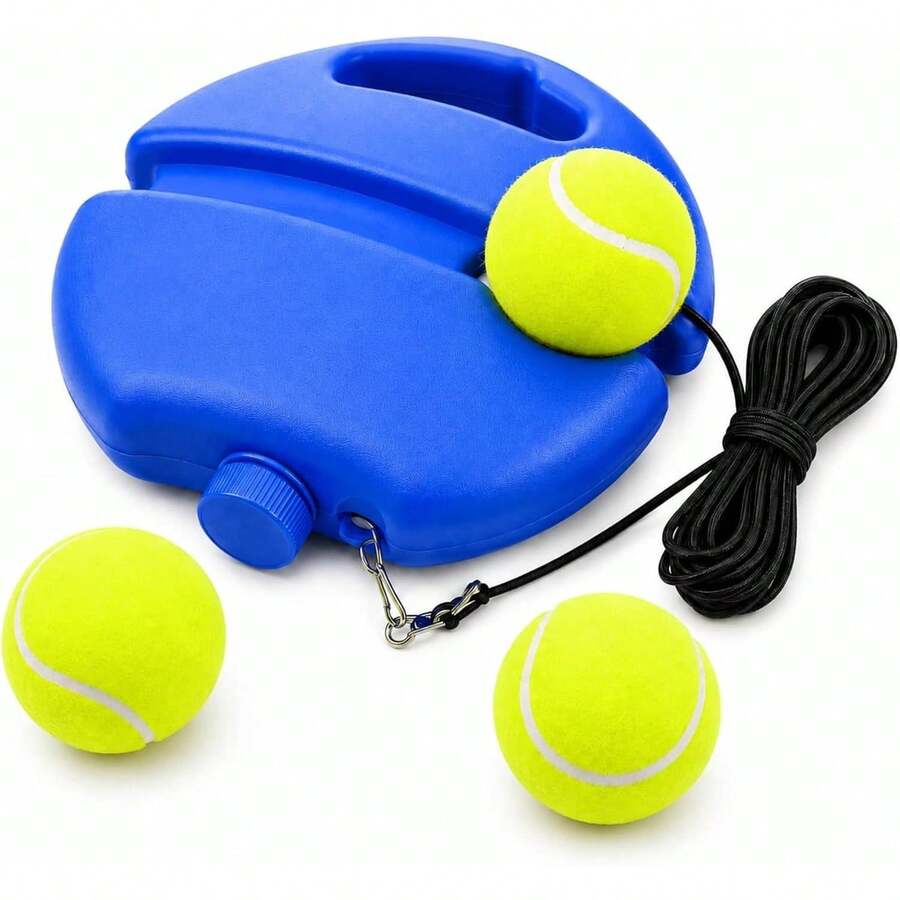 Solo Tennis Trainer, Rebound Base With 3 Tethered Elastic Balls | Fillable Heavy-Duty Base For Stability, Perfect Self-Training Tool For Beginners, Great For Indoor & Outdoor Practice - Default - View 1