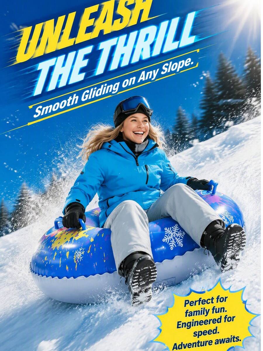 Thickened Double-Layer Bottom Sled Tube, Sturdy Handle, Winter Outdoor Fun Sled Toy, Suitable For Family Use - Multicolor - View 1