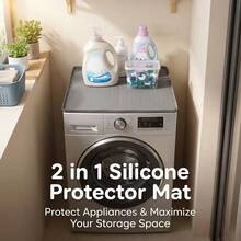 Non-Slip Waterproof Dustproof Thickened Silicone Washing Machine Protection Mat, Top Storage Mat For Washing Machine And Dryer, Suitable For Washing Machine, Dryer And Refrigerator, Easy To Clean, Suitable For Kitchen Countertop, RV - View 3