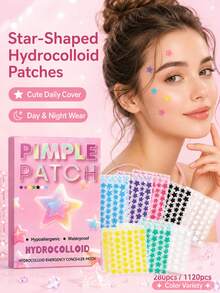 280/1120PCS Multi-Colored Star-Shaped Pimple Patch, Formulated With Gentleness And Comfort, Are Skin-Friendly And Natural For Pimple Patch Care. Adorable Patches For Girls - Star - View 3