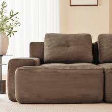 Modular 3 Seat Brown Modular Sofa - Corduroy Fabric For Living Room - Brown 3 Seat - View 11