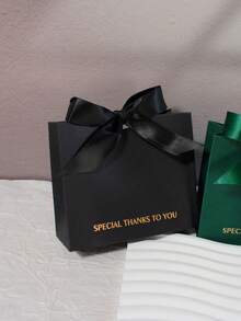 10個迷你禮品盒，附優雅「Special Thanks To You」訊息，適合婚禮回禮、生日禮物、感恩禮品，經典黑色、綠色、白色可選，紙質材質搭配緞面絲帶，小禮品包裝理想選擇 - 11.5X4.5X10cm - 查看 5