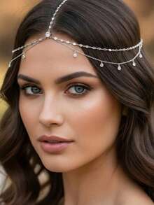Bohemian Fashion Chain Hair Accessory, Shiny Jewelry Decoration For Women Party, Banquet, Ball,Head Chain,Headpiece - Silver - View 3