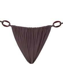 New European & American Style Women's Sexy Simple Solid Color Chest Front Waist Amber Decor Halter Drawstring Bikini Two Pieces Set, Suitable For Beach And Ocean - Grey - View 5