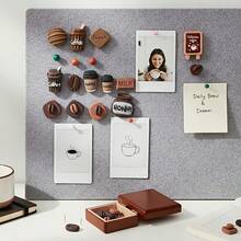 15/20/30 piezas de chinchetas creativas de estilo vintage americano con diseño de grano de café de chocolate, chinchetas para fijar fotos en la pared, chinchetas decorativas para tablero de fieltro, chinchetas decorativas lindas, accesorios pequeños, estilo aleatorio - A - Ver 5