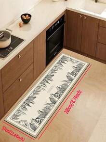 1 Pc Floral And Leaf Pattern Kitchen Mat, 3.5 Mm Soft Rubber That Absorbs Water And Is Easy To Clean. Suitable For Corridors, Bathrooms, Living Rooms, Outdoor Door Mats, And Toilets. Useable Throughout The Year And For Various Holidays. - Multicolor - View 18