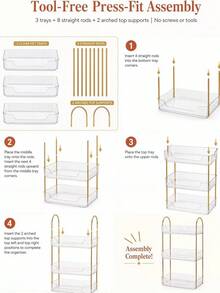 1 buah Rak Penyimpanan Kamar Mandi Bertingkat, Organizer Kosmetik Plastik Gaya Nordik, Rak Kamar Tidur Mewah, Tempat Parfum dan Makeup Meja Rias, Finishing Emas Elegan - MultiWarna - View 10
