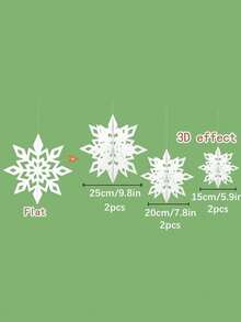 Winter Wonderland Ice And Snow Party Snowflake Decorations White 6pcs 3D Paper Snowflakes And Snowflake Garland Birthday Party Decorations Best Gift Birthday Home Decor Christmas Decor Room Decor Christmas Christmas Decor Home Christmas Gift Christmas Decor - White - View 9