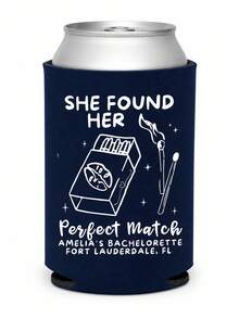 Personalized Can Sleeve For Bachelorette Party, Custom Name And Location Can Cooler With A Match Made In Heaven Artwork, Bridal Shower Drink Accessory For Beach Weekends, Bride Squad Events And Celebration Keepsake - Multicolor - View 16
