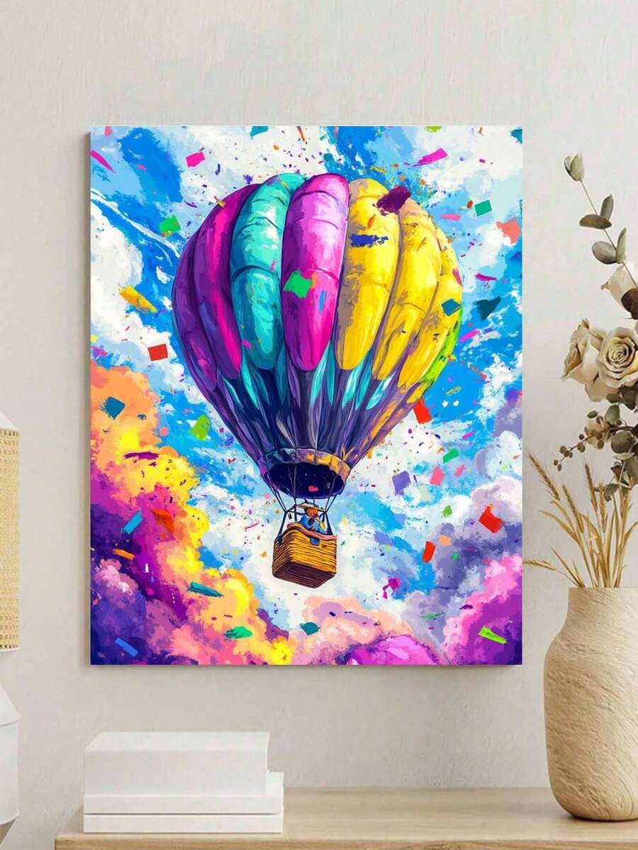 Hot Air Balloon 40*50cm Artistic Personalized DIY Frameless Number Painting Set, Art Oil Painting Set, Suitable For Bedroom Decoration And Art Wall Decor, Simple And Interesting Painting Method, No Painting Foundation Required, Fulfill Your Painter Dream, Immerse Yourself In The World Of Colors, Every Stroke Is Self-Expression, Add Romance To Life, Best Gift For Family And Friends