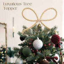 1Pc Christmas Decorations - Christmas Decor - Gold Glass Rhinestone Bow Tree Topper - Xmas Holiday Tree Top Decoration For Indoor Outdoor Home Room Party - Multicolor - View 3