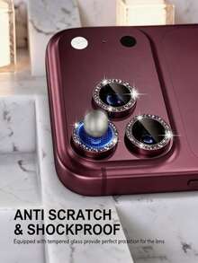 3pcs [2027 New] 9H Aviation Grade Tempered Glass Camera Lens Protector, Compatible With IPhone 18 Pro Max/18 Pro, Invisible Fit, Anti-Pixelation, High Definition Transparent, Independent Metal Ring, Scratch-Resistant Bubble-Free Easy Installation, Compatible With Phone Case, Birthday Gift (Wine Red) - Burgundy - View 2