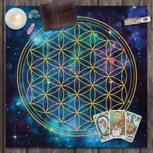 1PC Galaxy Flower Of Life Tarot Cloth, Sacred Geometry Cosmic Altar Mat, Spiritual Divination Table Decor Tapestry - Multicolor - View 1