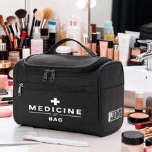 [Toiletry Bag] Medical Cross Print Hook And Loop Large Capacity Toiletry Bag, Multi-Compartment Storage Bag, Designed For Healthcare Workers And Office Workers, Portable Makeup Bag Suitable For Business Travel, Daily Commute And Home Use, Multi-Functional Travel Toiletry Bag - Square 2 - View 14