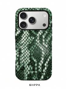 GIIPPA 1pc Green Python Pattern Design Phone 17 Pro Max Phone Case, Compatible With Phone 16 Pro Max, 15 Pro Max, 14 Pro Max, Korean Style High-End Fashionable And Fun Phone Case, Suitable For 11/12/13/14/15/16 Pro Max Plus, Elegant Design For Men And Women, Perfect Gift For Girlfriend On Christmas, Valentine's Day, Easter, Wedding Season And Birthday! - Green - View 1