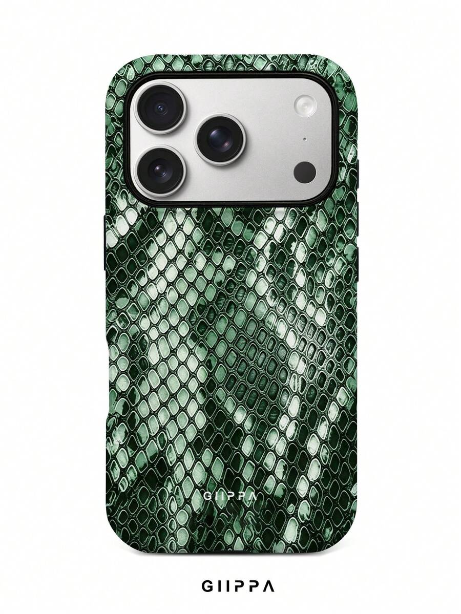 GIIPPA 1pc Green Python Pattern Design Phone 17 Pro Max Phone Case, Compatible With Phone 16 Pro Max, 15 Pro Max, 14 Pro Max, Korean Style High-End Fashionable And Fun Phone Case, Suitable For 11/12/13/14/15/16 Pro Max Plus, Elegant Design For Men And Women, Perfect Gift For Girlfriend On Christmas, Valentine's Day, Easter, Wedding Season And Birthday! - Green - View 1