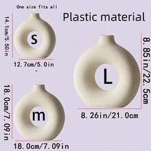 1 pièce Vase en forme de donut fait main, style bohème minimaliste moderne, décoration florale, convient pour le salon, la chambre, le bureau, la table de mariage, la fête, la décoration de la maison, le vase, la décoration de table, cadeau d'anniversaire et de remise des diplômes, vase en plastique - Blanc 1 pièce - Voir 6