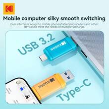Kodak 2-In-1 Type-C USB3.2 OTG 64GB/128GB/256GB Dual Interface Metal USB Flash Drive, Compatible With IPhone 15/16/17, IPad Mini 6 2021, MacBook, Android Smartphones (With USB-C OTG Function) - View 5