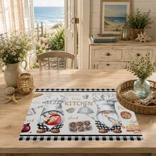 1pc/4pcs/6pcs, Pattern Printed Linen Placemats, Rectangular Table Mats, Washable, Easy To Clean, Plate Mats, Bowl Mats, Western Style Placemats, Suitable For Kitchen, Dining Room, Family Gatherings, Coffee Table And Daily Table Decor - Multicolor - View 4