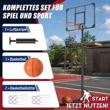 Basketballkorb höhenverstellbar 150–260 cm, Basketballständer mit Rollen für Garten Outdoor - Schwarz - Übersicht 4