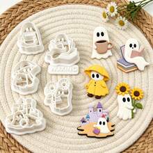 6Pcs Halloween Ghost Character Clay Cutting Molds Castle Sunflower Book Cup Pattern Polymer Clay Tools For DIY Handmade Earrings Charms Crafts - 6pcs - View 4
