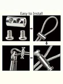 Adjustable Steel Cable Lock, Suitable For 1-2mm Cable Screw Fixing Device, Perfect For Hanging Lights, Holiday Decorations And Outdoor Camping Locks. - Silver - View 6