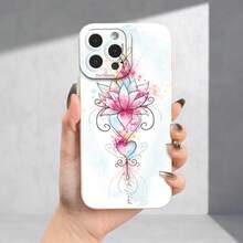 Graffiti Lotus Pattern UV Printing Angel Eyes Soft Phone Case Phone Shell Matte Phone Cover 360 Degree Full Protection For Iphone 11 12 13 14 Pro Max 15 XR X/XS 7 8 Plus SE Mini For Smartphone - 古董白 - 查看 2