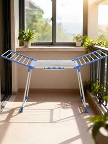 1 Piece Foldable Metal Clothes Drying Rack - Telescopic And Foldable, Space‑Saving, For Hanging Shirts, Pants, Sweaters And All Kinds Of Clothes, Sturdy And Durable, Suitable For Balcony, Living Room And Laundry Room - Multiple Specifications - View 9