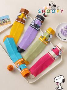 1/5/10 Pairs Snoopy Colorblock Striped Mid-Calf Sports Socks, Cute Cartoon Christmas Puppy Winter Socks For Men - Multicolor - View 8