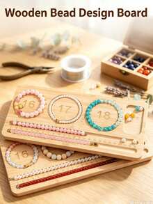 Wooden Beaded Design Board Bracelet Making Tray Measurement Bead Board DIY Jewelry Bracelet Necklace Handmade - Multicolor - View 2