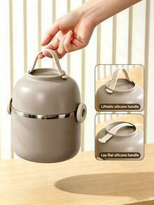 Portable Double-Layer Lunch Box With 304 Stainless Steel Inner Liner, Leak-Proof Bento Box For Office Workers, Outdoor Picnic Food Storage - Multicolor - View 2