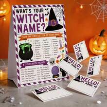 31pcs Halloween Name Witch Game, What's Your Halloween Name Game, Family Fall Party Activities Baby Shower Trick Or Treat Party - View 5
