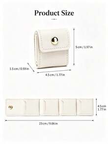 Mini Fiber Leather Jewelry Roll Bag, Multifunctional Closed Earring Necklace Storage Bag, Suitable For Travel, Daily Life, Dormitory, Campus - Multicolor - View 11